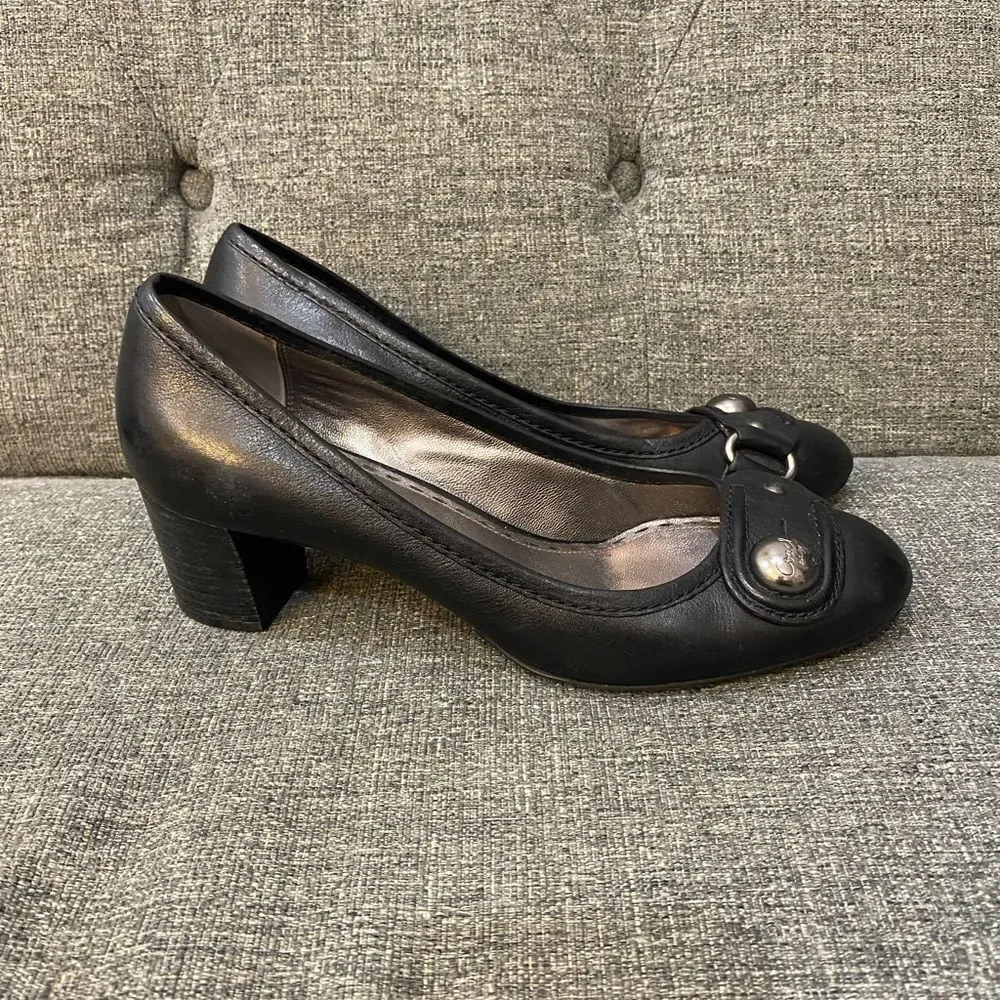 Coach Elizabeth Pumps Heels Black Leather Shoes Women’s Size 9